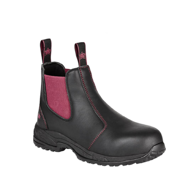 KingGee Womens Tradies Elastic Work Safety Boots Leather Oxford Fabric K27390-KarWorkwear