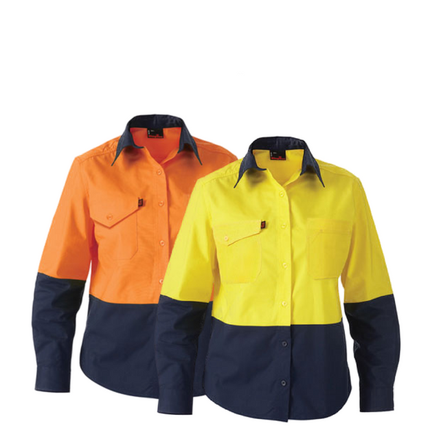 KingGee WorkCool 2 Womens Hi Vis Spliced Shirt L/S Lightweight Cotton K44543-KarWorkwear