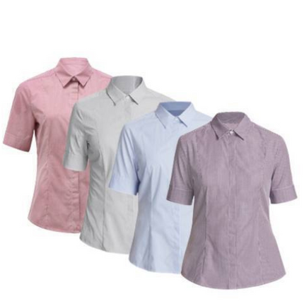 NNT Mens Gingham S/S Shirt Slimline Collar Concealed Placket Button Shirt CATU7B-KarWorkwear