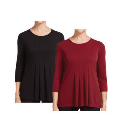 NNT Mens Matt Jersey 3/4 Sleeve T-Top Soft Round Neckline Pleated Blouse CATU7E-KarWorkwear