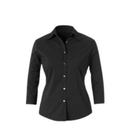NNT Mens Stretch Cotton Blend 3/4 Sleeve Black Collared Business Shirt CAT4K5-KarWorkwear