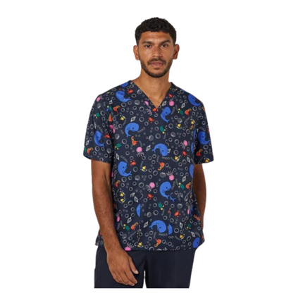 NNT Mens Under The Sea Print Scrub Top Unisex V Neck Line Nurse Workwear CATRFW-KarWorkwear
