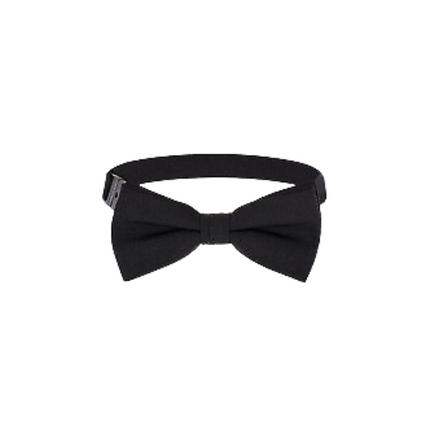 NNT Plain Black Bow Tie Pre Tied Adjustable Neck Black Band CATK34-KarWorkwear