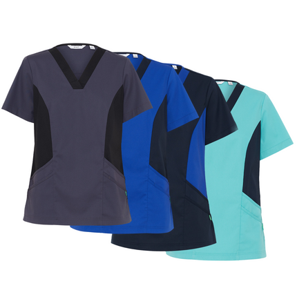 NNT Womens Nightingale V Neck Contrast Scrub Top Nurse Workwear Comfort CATULL-KarWorkwear
