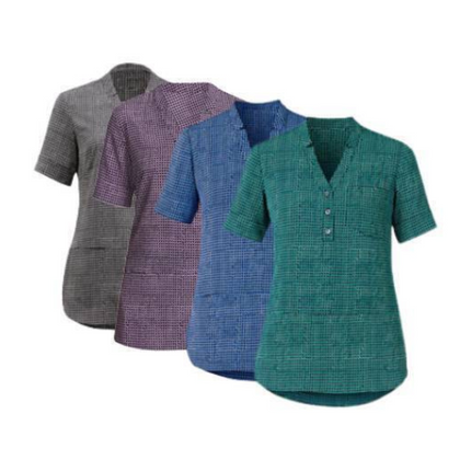 NNT Womens Pixel Print S/S Tunic V Neck Collar Sleeve Vents CAT9R9-KarWorkwear