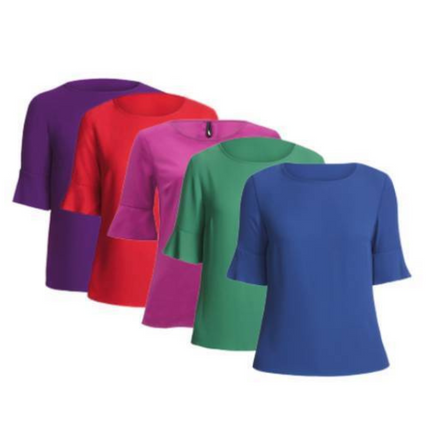 NNT Womens Fluted Sleeve Top Classic Fit round Neck Blouse CATU5T-KarWorkwear