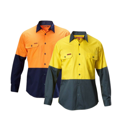 Hard Yakka Koolgear Hi-Vis Long Sleeve Work Shirt Vented Lightweight Y07558-KarWorkwear