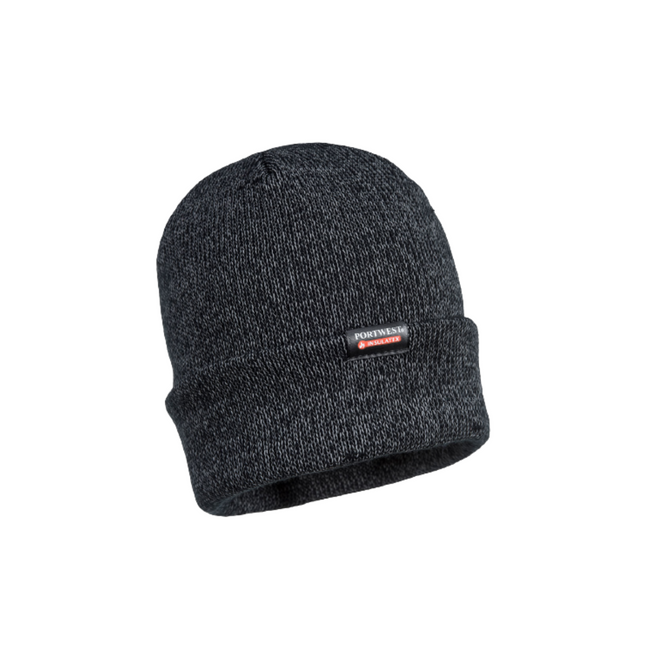 Portwest Reflective Knit Cap Insulatex Lined Black Acrylic Warmth Beanie B026-KarWorkwear