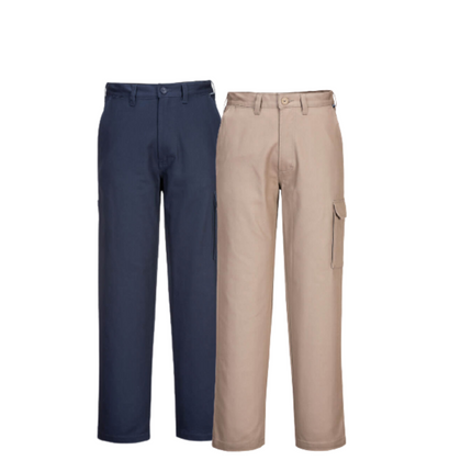 Portwest Cargo Pants Pre Shrunk Cotton Button Belt Adjustable Pant MP700-KarWorkwear