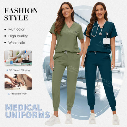 Tooth Check Doctor Workwear Hospital Medical Uniforms Unisex Pet Grooming Work Clothes Lab Uniform Jogger Suit Nurse Accessories-KarWorkwear