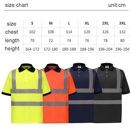 Hi Vis Short Sleeve Polo Short Safety Polo Shirt Navy Yellow Orange High Visibility Reflective Work Shirts
