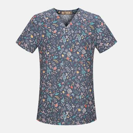 viaoli Cotton Cartoon print spa uniform beauty salon Pet shop uniform Fashion Slim Fit top scrub clothes women scrubs lab coat-KarWorkwear