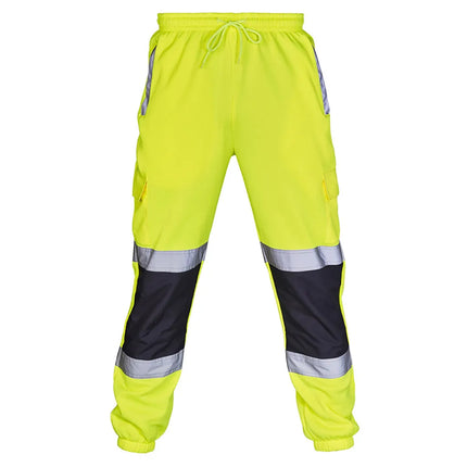 Men Sports Pants With Reflective Strips Road Work High Visibility Overalls Casual Pocket Trouser Workshop Uniforms Casual Pants