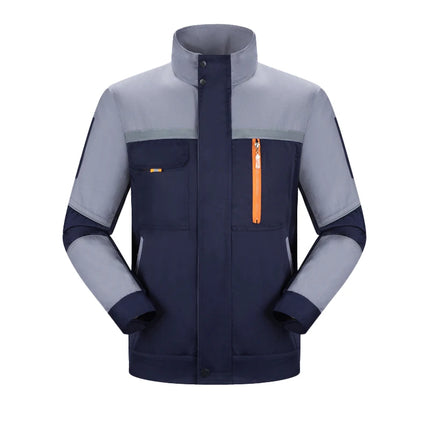 Mens Factory Work Shirt Uniform Long Sleeve Turn-Down Collar Workwear Motor Mechanic Repair Workshop Two-pocket T-shirts Tops-KarWorkwear