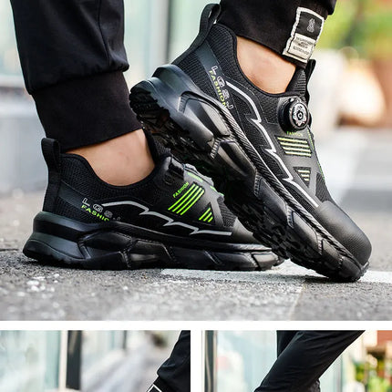 Rotating Button Men Shoes Security Sneakers Steel Toe Shoes Puncture-Proof work Shoes Anti-smash Sport Safety Shoes Protective-KarWorkwear