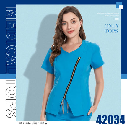 Dental Hospital Medical Scrubs Tops Women V-Neck Surgical Nurse Uniforms Blouse Pet Veterinary Scrubs Workwear Wholesale Prices-KarWorkwear