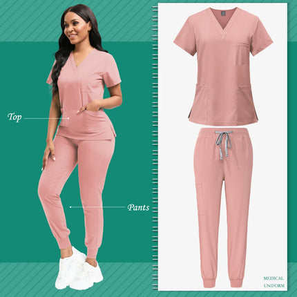 Cleaning Uniform for Women Nursing Scrub Top Pants Medical Suit Pediatric Nanny Work Wear Operating Room Surgical Gown Wholesale-KarWorkwear