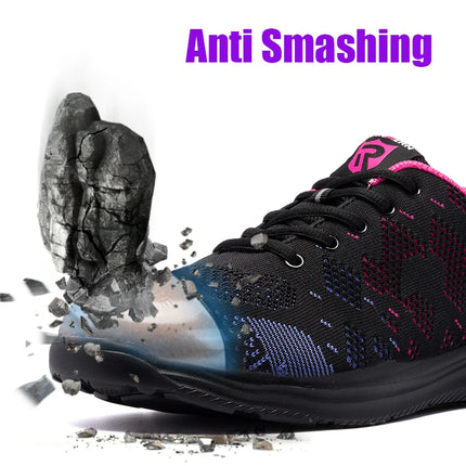 LARNMERN Safety Shoes for Women Anti-puncture Steel Toe Shoes Breathable Non Slip Work Shoes  Sneakers-KarWorkwear