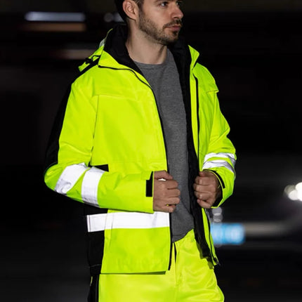 Hi Vis Work Clothing Working Suit For Man Mechanic Warm Winter Reflective Safety Work Coveralls Detachable Cotton Padded Linner