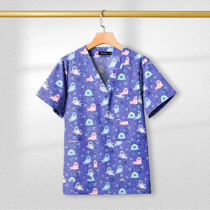Short Sleeved Custom SPA Uniform Unisex Aesthetic Uniforms Printed Cotton Jacket Tops Fashion Surgical Gown Veterinary Work Wear-KarWorkwear