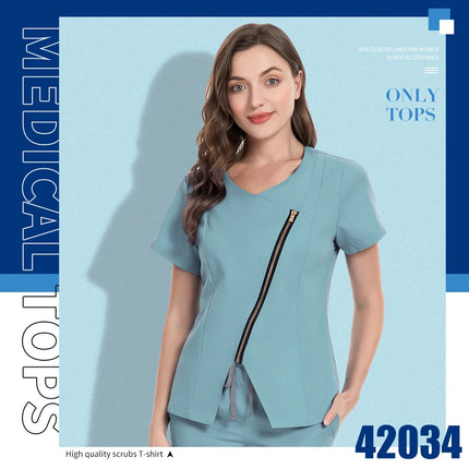 Dental Hospital Medical Scrubs Tops Women V-Neck Surgical Nurse Uniforms Blouse Pet Veterinary Scrubs Workwear Wholesale Prices-KarWorkwear