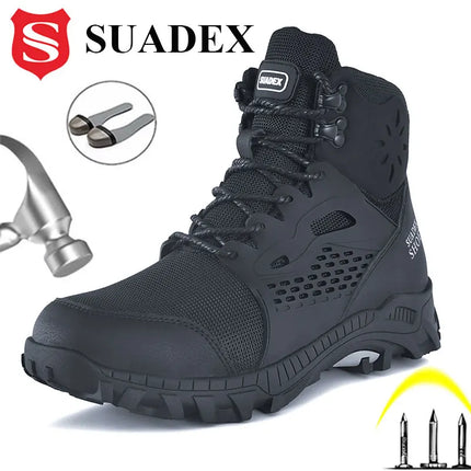 SUADEX S1 Safety Boots Men Work Shoes Anti-Smashing Steel Toe Work Safety Shoes Male Female Boots Anti-slippery EUR Size 37-48-KarWorkwear