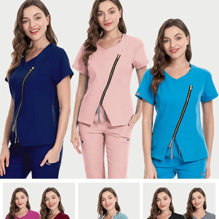 Dental Hospital Medical Scrubs Tops Women V-Neck Surgical Nurse Uniforms Blouse Pet Veterinary Scrubs Workwear Wholesale Prices-KarWorkwear
