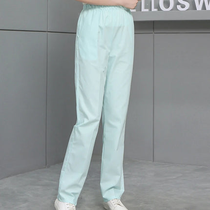 Solid Color Work Pants High Quality Women's Elastic Waist Doctor White Scrub Pants Spring Autumn Nurse Dental Care Uniform Pants-KarWorkwear
