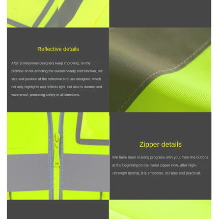 Reflective Safety Vest High Visibility Working Vest Signal Adjustable Size Work Safety Jacket Men Construction Vest Work Uniform-KarWorkwear