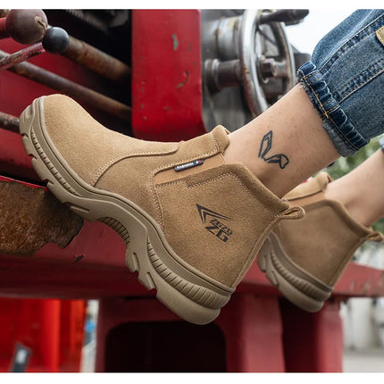 2023 Quality Leather Boots Men Safety Shoes Waterproof Work Boots Safety Steel Toe Shoes Men Puncture-Proof Indestructible Shoes-KarWorkwear