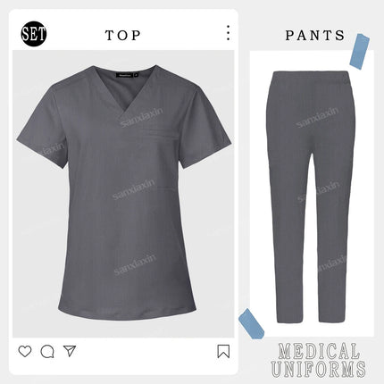 Women Men Straight Pants Set Medical Nurse Uniform Hospital Work Clothes Dentist Overalls Nursing Accesorios Surgical Scrub Set-KarWorkwear