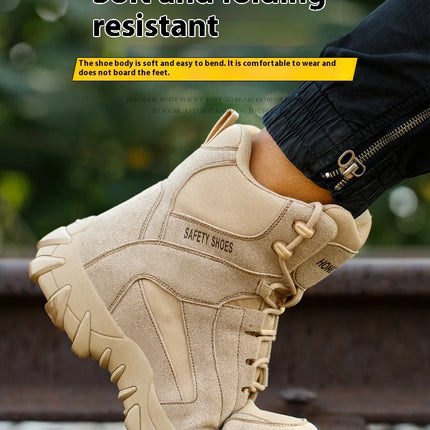 Work Boots Indestructible Safety Shoes Men and Women Steel Toe Shoes Construction Work and Daily Wear Outdoor work hiking boots