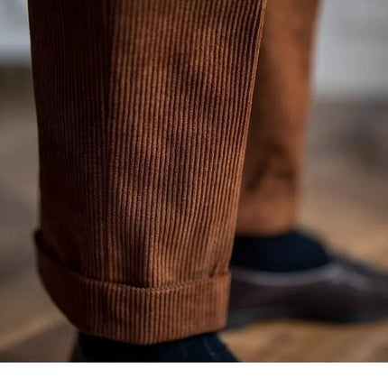 Italian Style Corduroy Naples Suit Pants Men High-waisted Adjustable Belt Straight Trousers Autumn  England Business Casual Pant