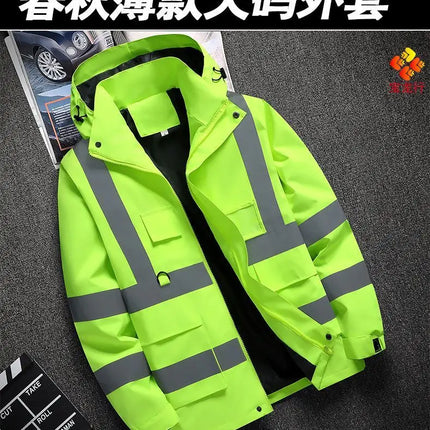 Men's Work Jacket with Reflective Stripes, Custom Logo Available, Casual Autumn Winter Coat for Men