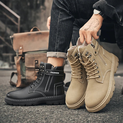 High-top boots, British style, casual and versatile, men's shoes for workwear