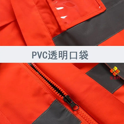 Men's Work Jacket with Reflective Stripes, Custom Logo Available, Casual Autumn Winter Coat for Men