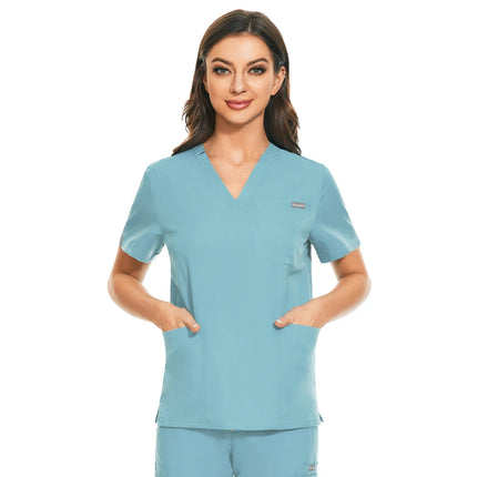 Hospital Overall Scrub Tops Women Dentist Working Uniform Nurse Scrub Uniformes Hospital Workwear Beauty Salon Pharmacy Clothes-KarWorkwear
