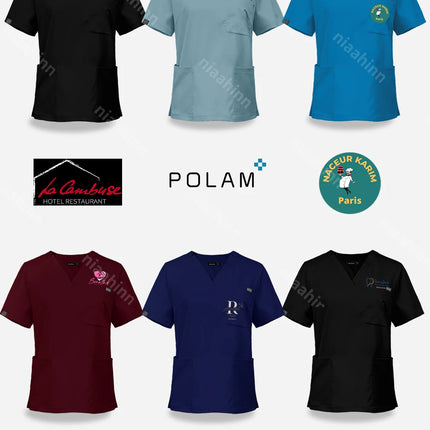 V-neck Nurse Scrubs Workwear Short Sleeve Surgical Nursing Uniforms Women Dental Clinic Scrub Medical Uniforms Customizable Logo-KarWorkwear