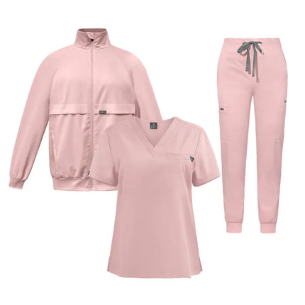 3-Piece Winter Thick Medical Set Warm Long Sleeve Scrub Suit & Surgical Gown for Nurses