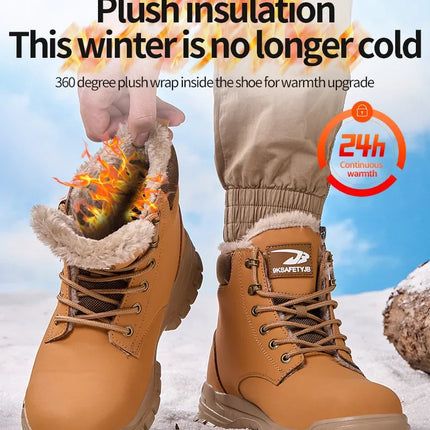 Latest 2024 Fashion Winter Warm Men's Work Safety Boots Waterproof Rugged Steel Toe Shoes Sneakers Safety Protection Coldproof