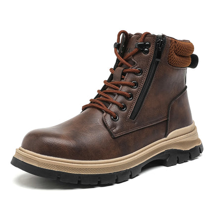 Men Work Boots Puncture-Proof  Waterproof Work Shoes Steel Toe Safety Boots Industrial Indestructible Boots Side Zipper Shoes