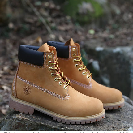 New Work Boots Men's Original Comfy Shoes Outdoor Hiking Leather Casual Shoes For Men Basic Boots Waterproof Yellow Boots