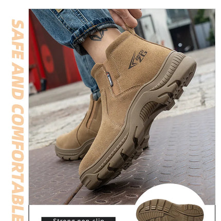 2023 Quality Leather Boots Men Safety Shoes Waterproof Work Boots Safety Steel Toe Shoes Men Puncture-Proof Indestructible Shoes-KarWorkwear