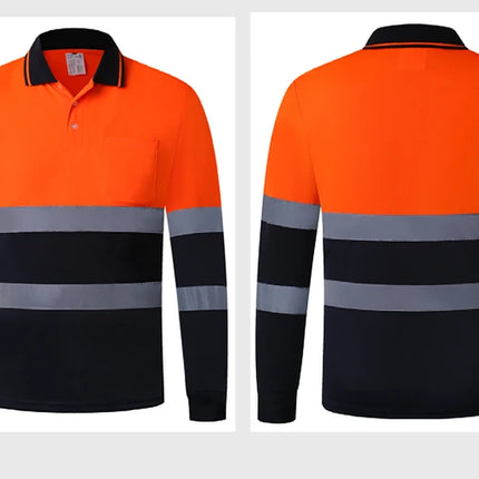 Security Reflective Shirts for Men Hi Viz Vis Shirt with Pocket Two Tone Workwear High Visibility Reflective Clothes