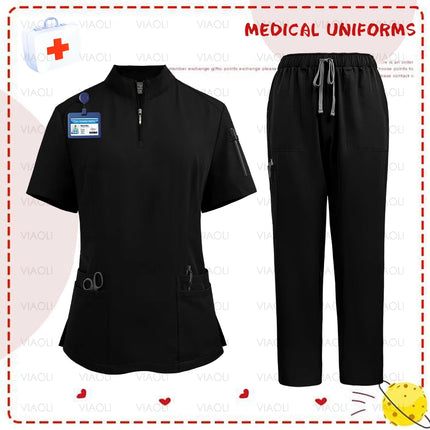 uniformes clinicos mujer Women Medical Uniforms Elastic Scrub Set Beauty Spa Hospital Surgical Top Pants Nursing Doctors Clothes-KarWorkwear