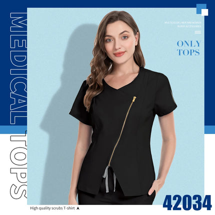 Dental Hospital Medical Scrubs Tops Women V-Neck Surgical Nurse Uniforms Blouse Pet Veterinary Scrubs Workwear Wholesale Prices-KarWorkwear