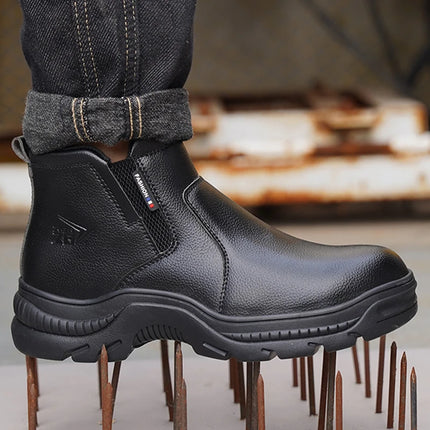 2023 Quality Leather Boots Men Safety Shoes Waterproof Work Boots Safety Steel Toe Shoes Men Puncture-Proof Indestructible Shoes-KarWorkwear