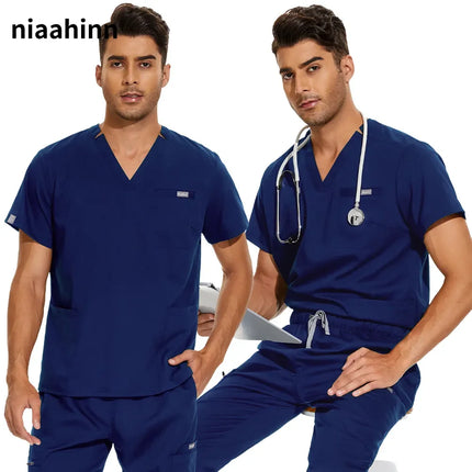 Medical Uniform Lab Clothes Women Mens Scrubs Tops Nurse Nursing Uniform Vet Costume Spa Workwear Hospital Surgery Work Shirts-KarWorkwear