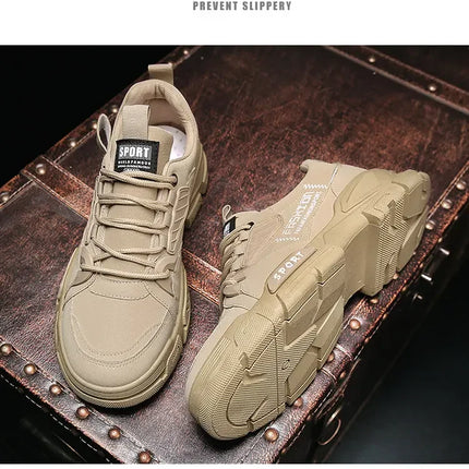 Men's Work Boots with PU Leather Are Versatile Trendy High-quality Comfortable and Feature A Retro Style with Round Toe