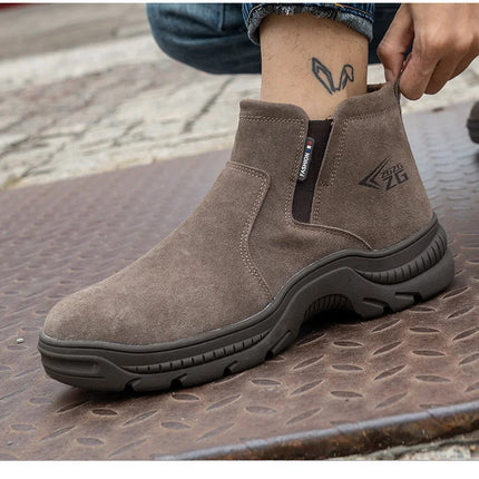 2023 Quality Leather Boots Men Safety Shoes Waterproof Work Boots Safety Steel Toe Shoes Men Puncture-Proof Indestructible Shoes-KarWorkwear